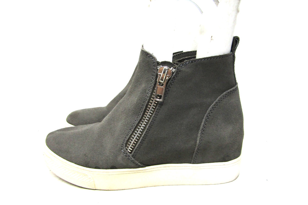 Steve Madden Women Sz 8 M Gray Suede Hidden Wedge Zip Ankle Fashion Boot Bootie